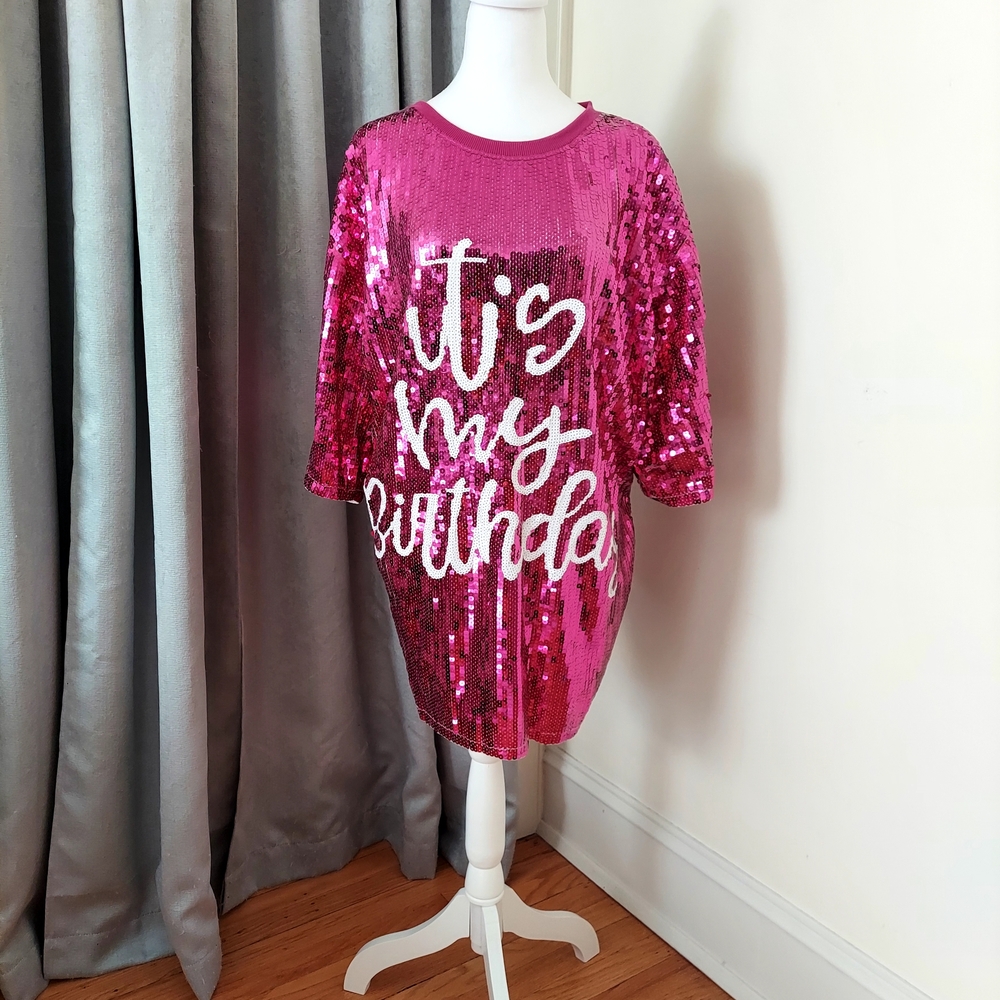Pink Sequin Birthday Dress Womens.